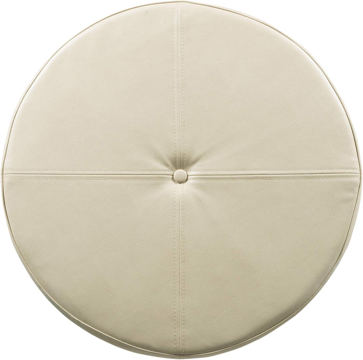 imageHomepop Home Decor Upholstered Round Storage Ottoman Ottoman with Storage for Living Room amp Bedroom Brown Medallion LargeCream Faux Leather