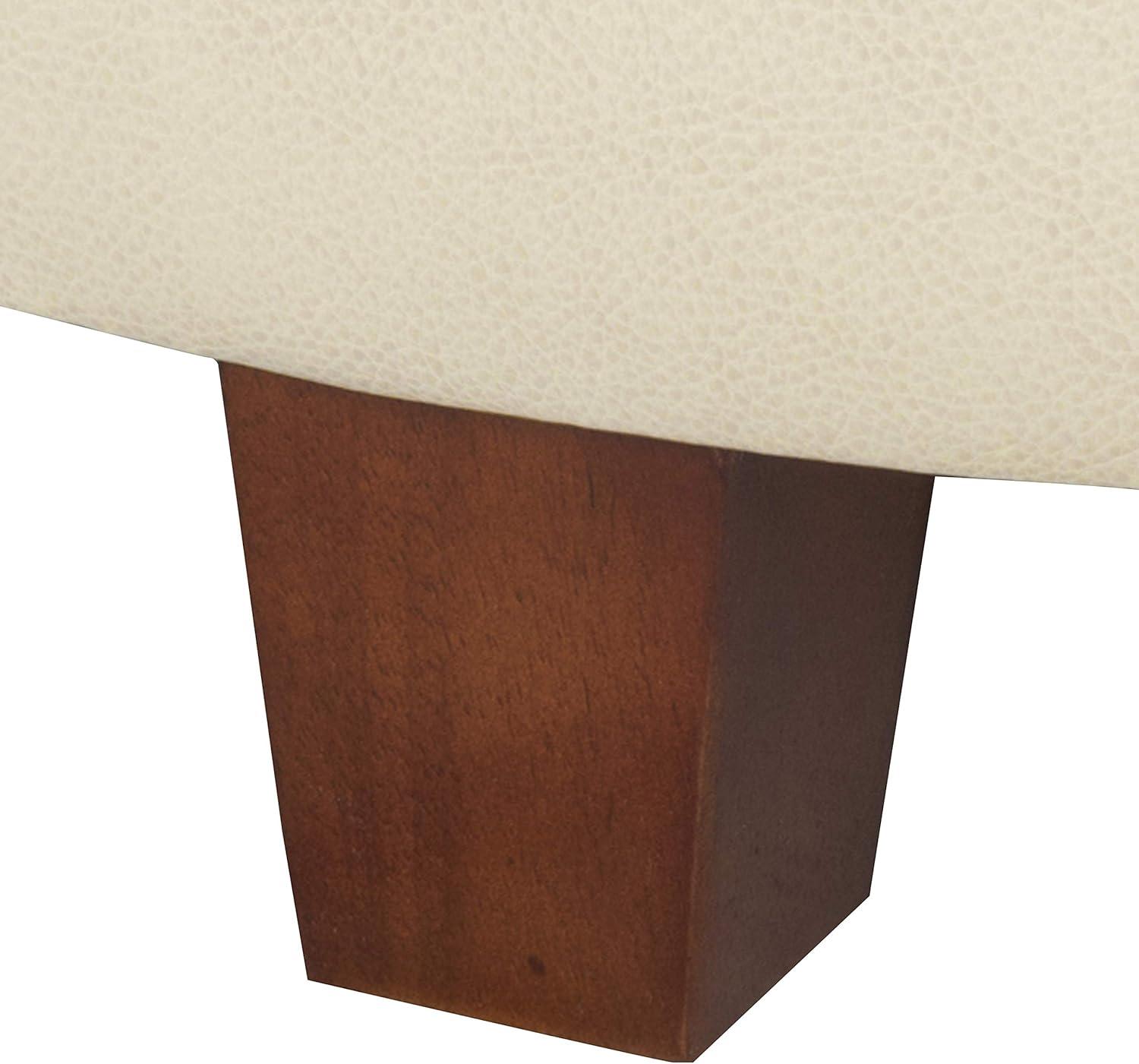 imageHomepop Home Decor Upholstered Round Storage Ottoman Ottoman with Storage for Living Room amp Bedroom Brown Medallion LargeCream Faux Leather