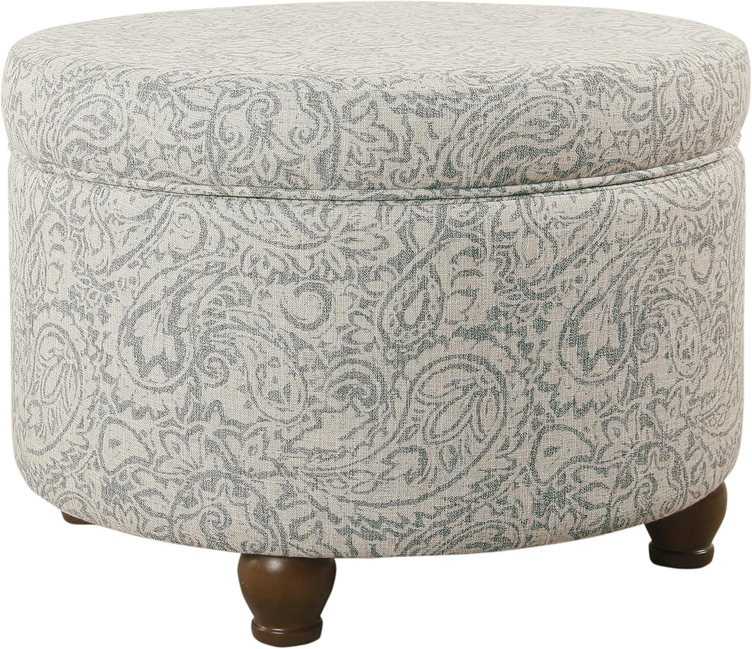 imageHomepop Home Decor Upholstered Round Storage Ottoman Ottoman with Storage for Living Room amp Bedroom Brown Medallion LargeLight Gray Floral