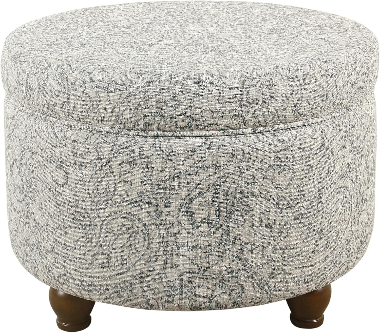 imageHomepop Home Decor Upholstered Round Storage Ottoman Ottoman with Storage for Living Room amp Bedroom Brown Medallion LargeLight Gray Floral