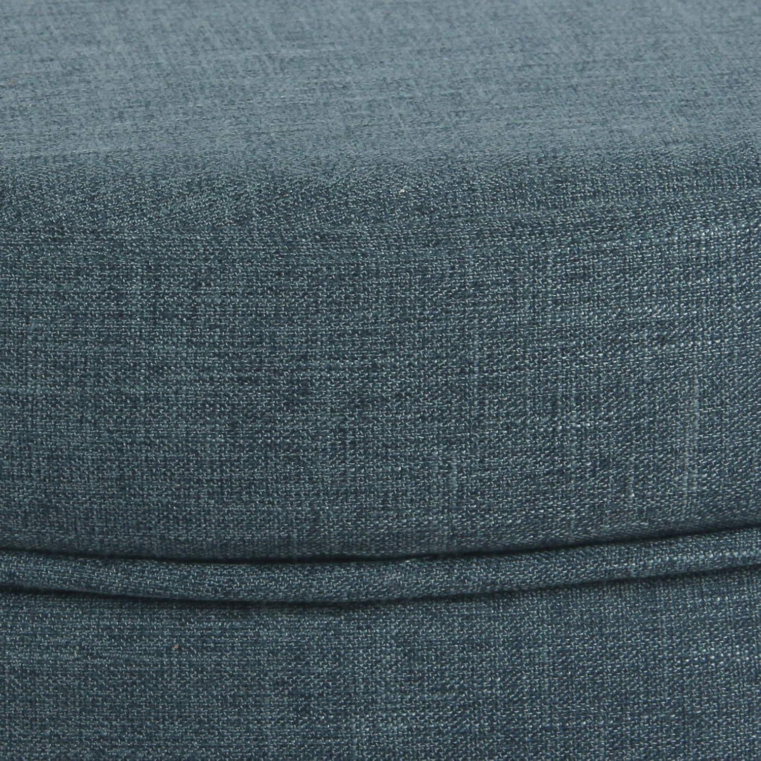 imageHomepop Home Decor Upholstered Round Storage Ottoman Ottoman with Storage for Living Room amp Bedroom Brown Medallion LargeLight Teal Linen