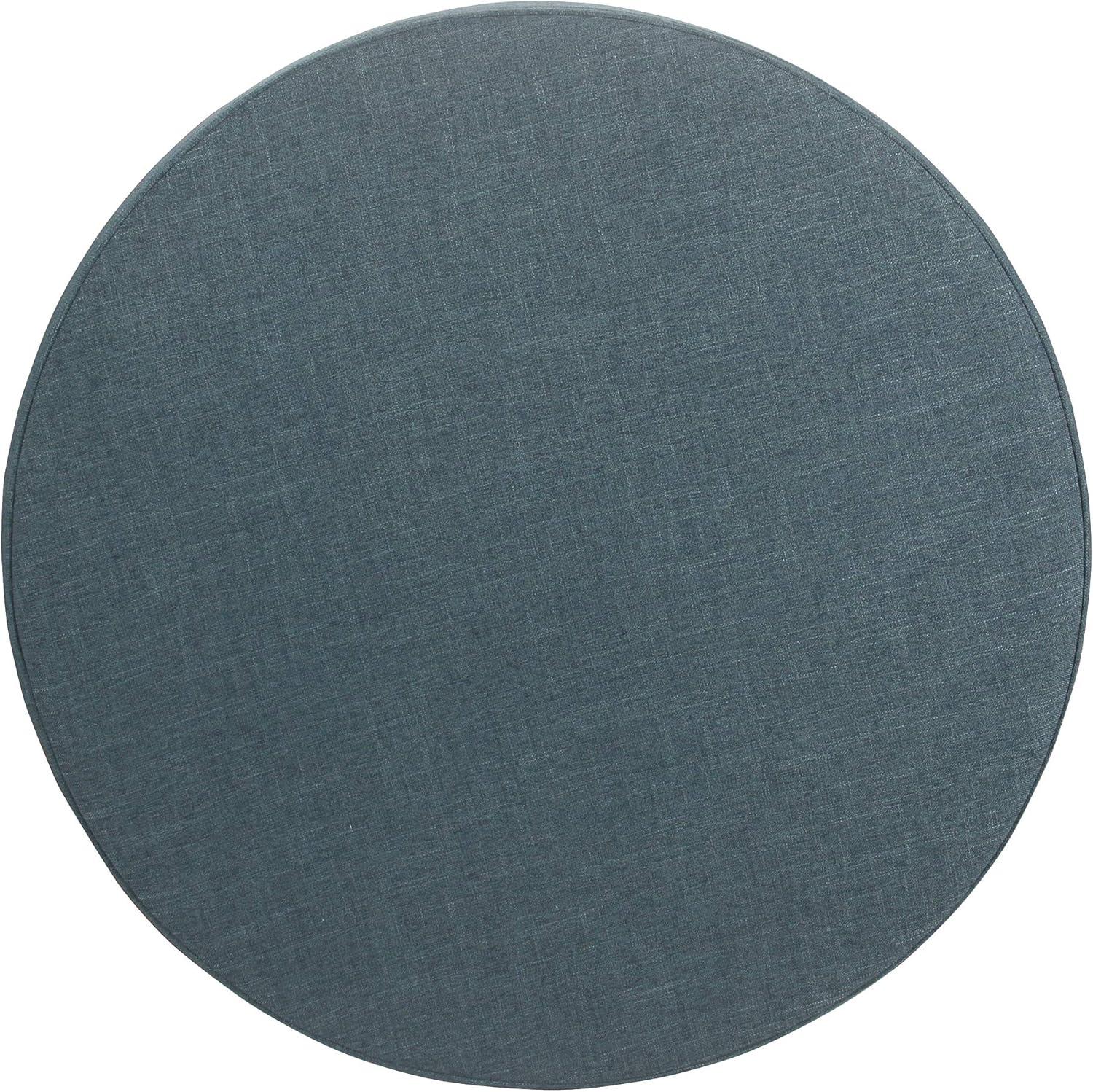 imageHomepop Home Decor Upholstered Round Storage Ottoman Ottoman with Storage for Living Room amp Bedroom Brown Medallion LargeLight Teal Linen