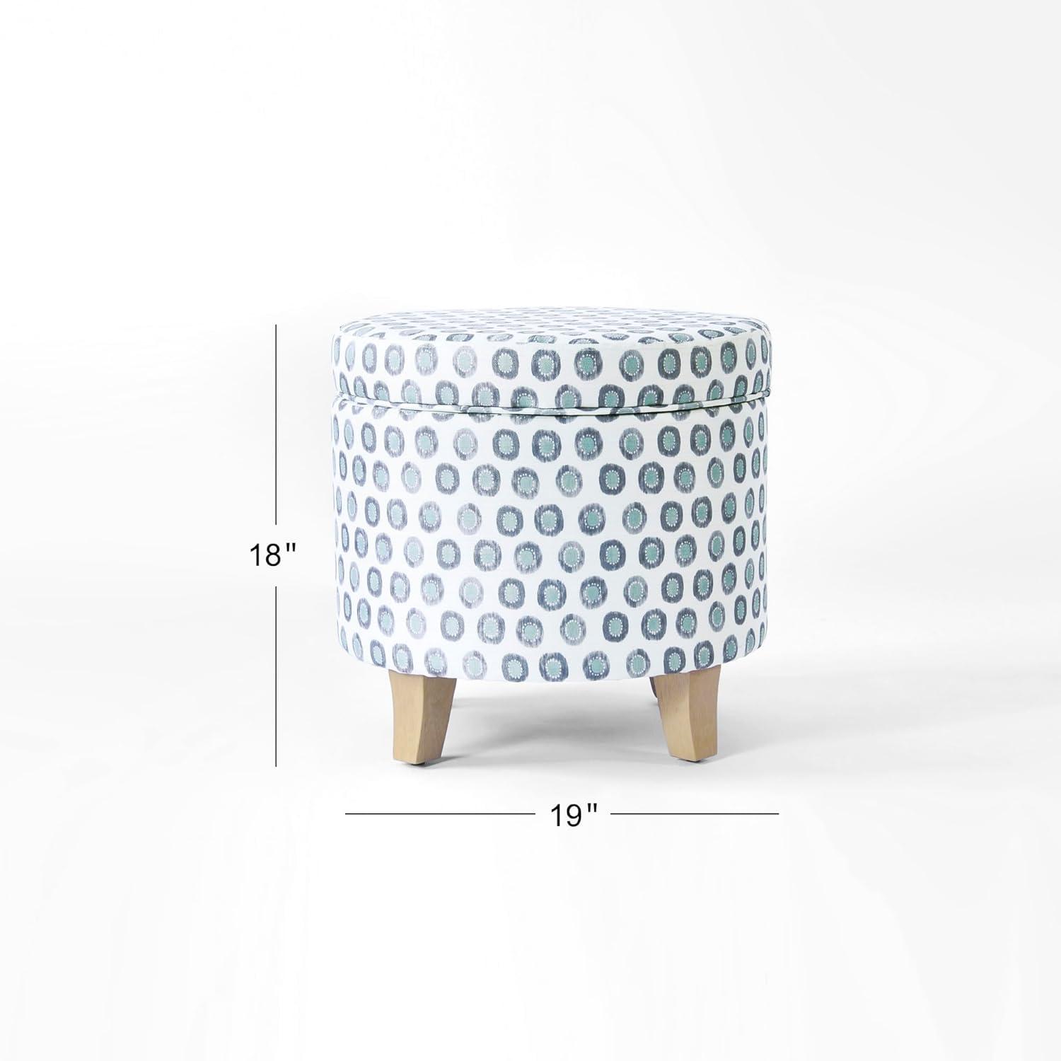 imageHomepop Home Decor Upholstered Round Storage Ottoman Ottoman with Storage for Living Room amp Bedroom with Flared Legs Navy Blue Geometric Pattern LargeSmall Green Medallion Ikat Print