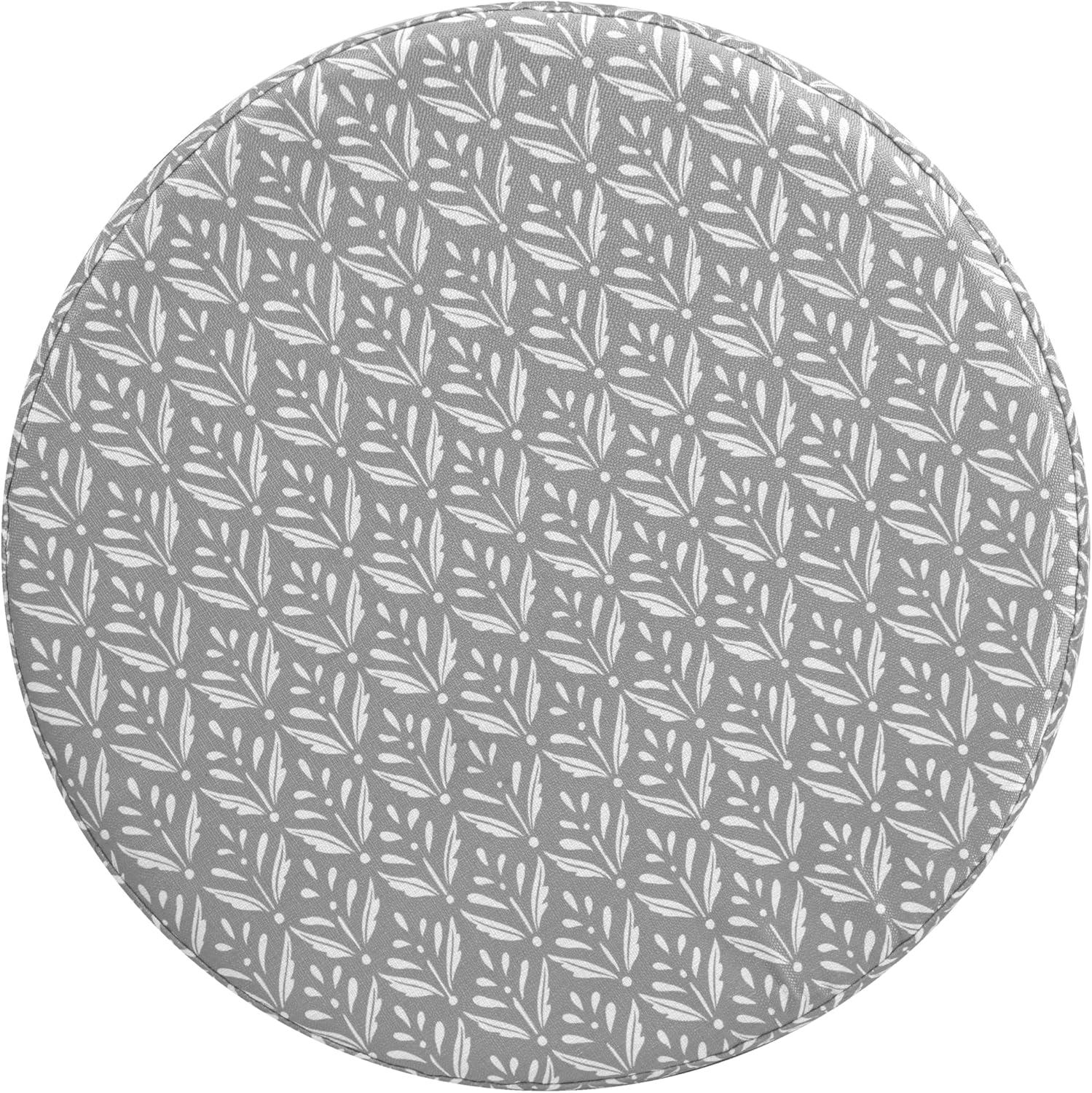 imageHomepop Home Decor Upholstered Round Storage Ottoman Ottoman with Storage for Living Room amp Bedroom with Flared Legs Navy Blue Geometric Pattern LargeLight Grey Print