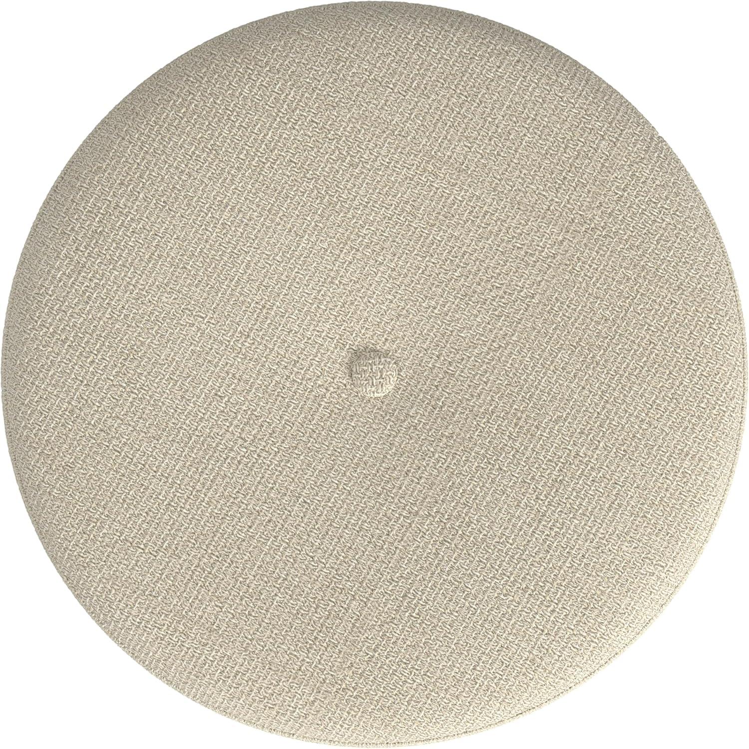 imageHomepop Home Decor Upholstered Round Storage Ottoman Ottoman with Storage for Living Room amp Bedroom with Flared Legs Navy Blue Geometric Pattern LargeOatmeal Linen