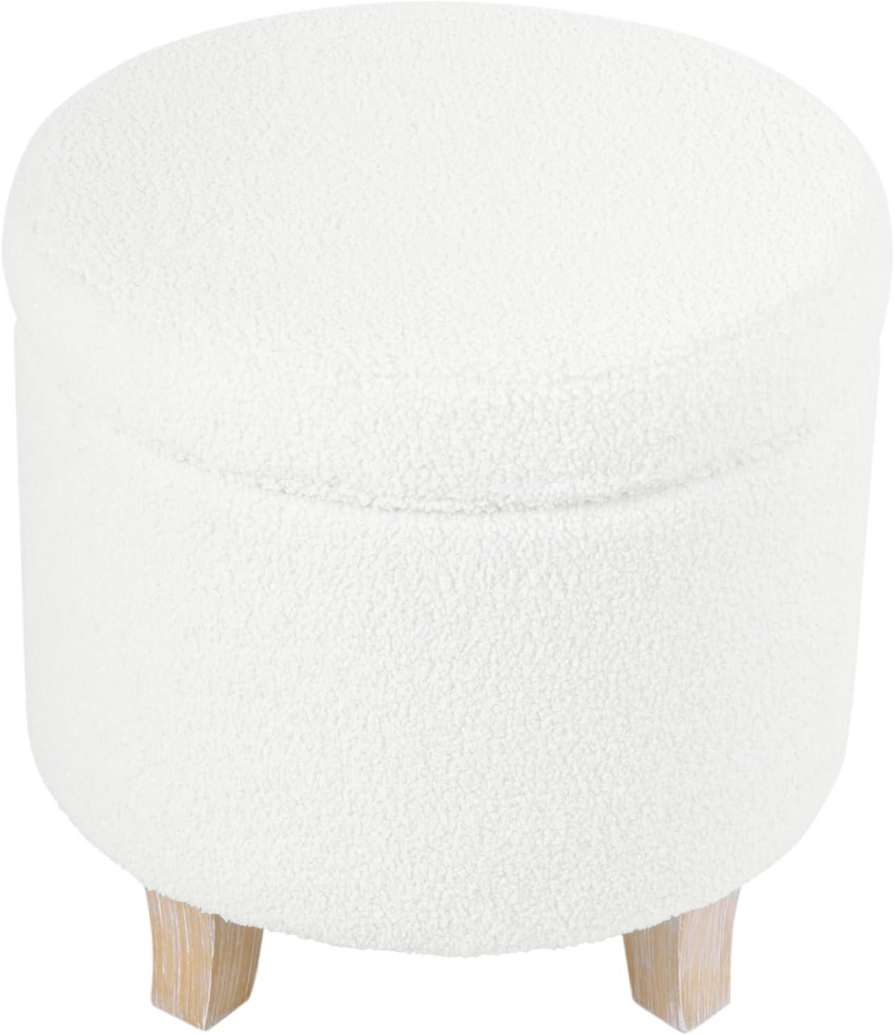 imageHomepop Home Decor Upholstered Round Storage Ottoman with Nailheads Ottoman with Storage for Living Room amp Bedroom Cream WovenLight Cream