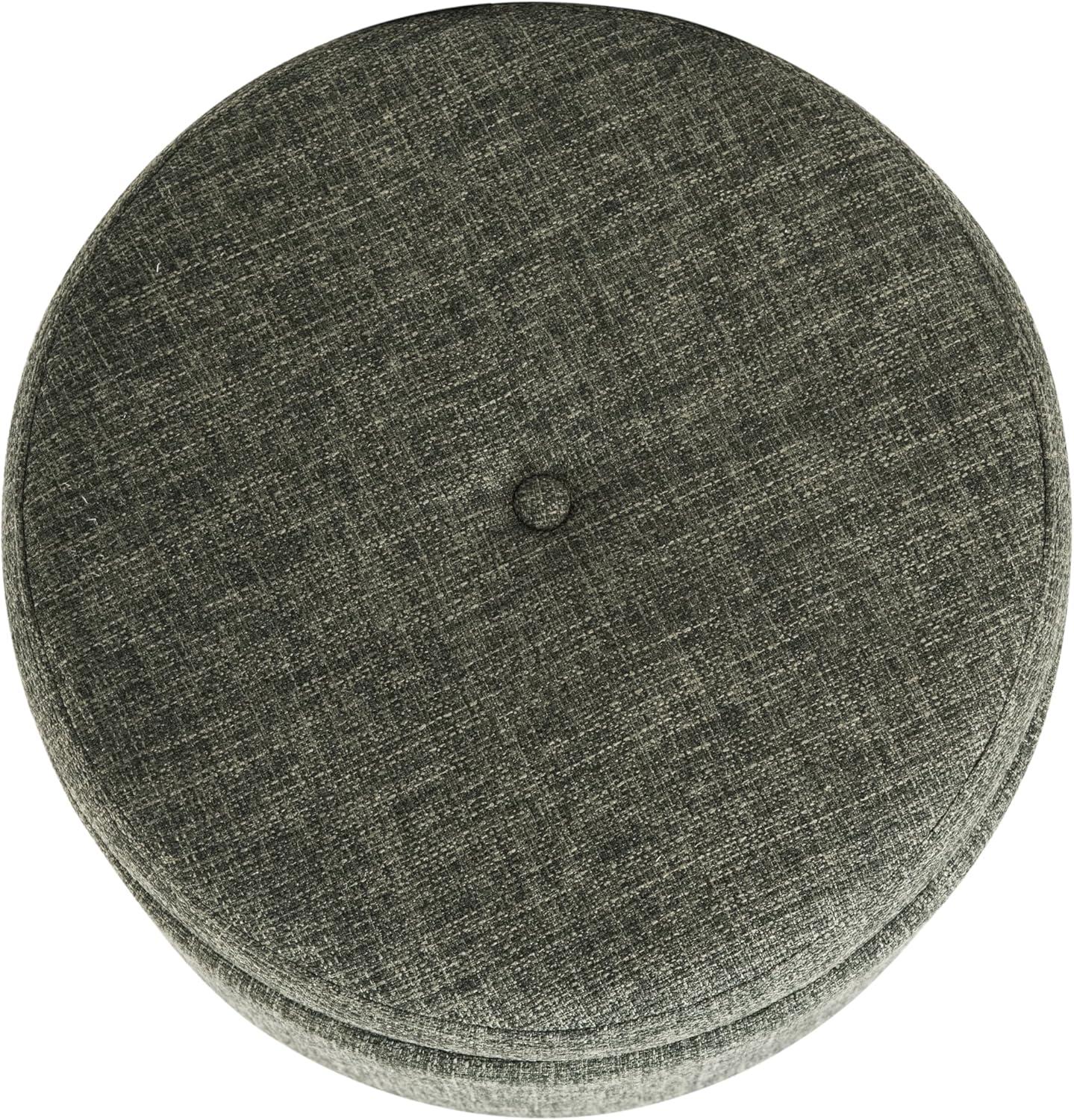 imageHomepop Home Decor Upholstered Round Storage Ottoman with Nailheads Ottoman with Storage for Living Room amp Bedroom Grey WovenGreen Clover Fabric