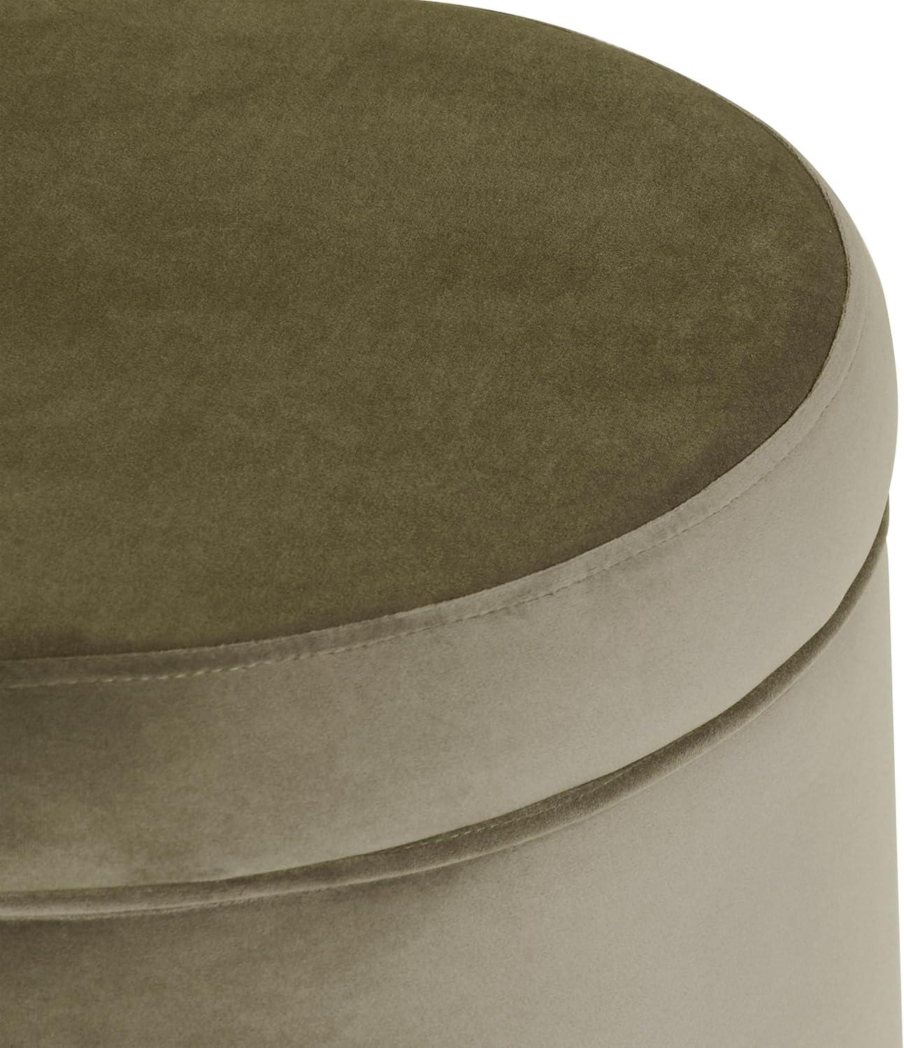 imageHomepop Home Decor Upholstered Round Storage Ottoman with Nailheads Ottoman with Storage for Living Room amp Bedroom Grey WovenLight Sage Green