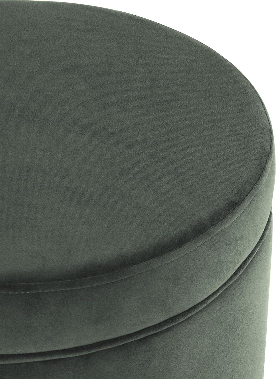imageHomepop Home Decor Upholstered Round Storage Ottoman with Nailheads Ottoman with Storage for Living Room amp Bedroom Grey WovenLoden Green