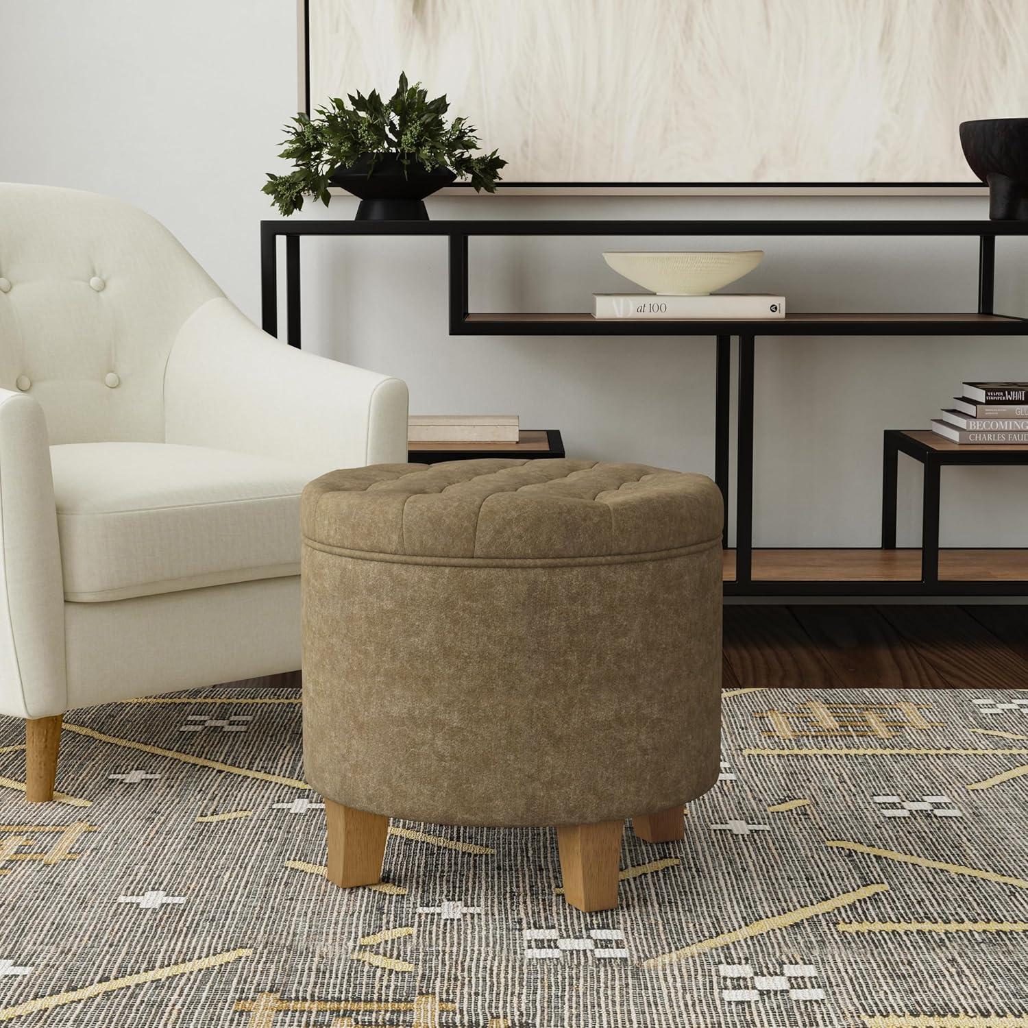 imageHomepop Home Decor Upholstered Round Velvet Tufted Foot Rest Ottoman Ottoman with Storage for Living Room amp Bedroom Decorative Home Furniture Burgundy SmallMocha Velvet