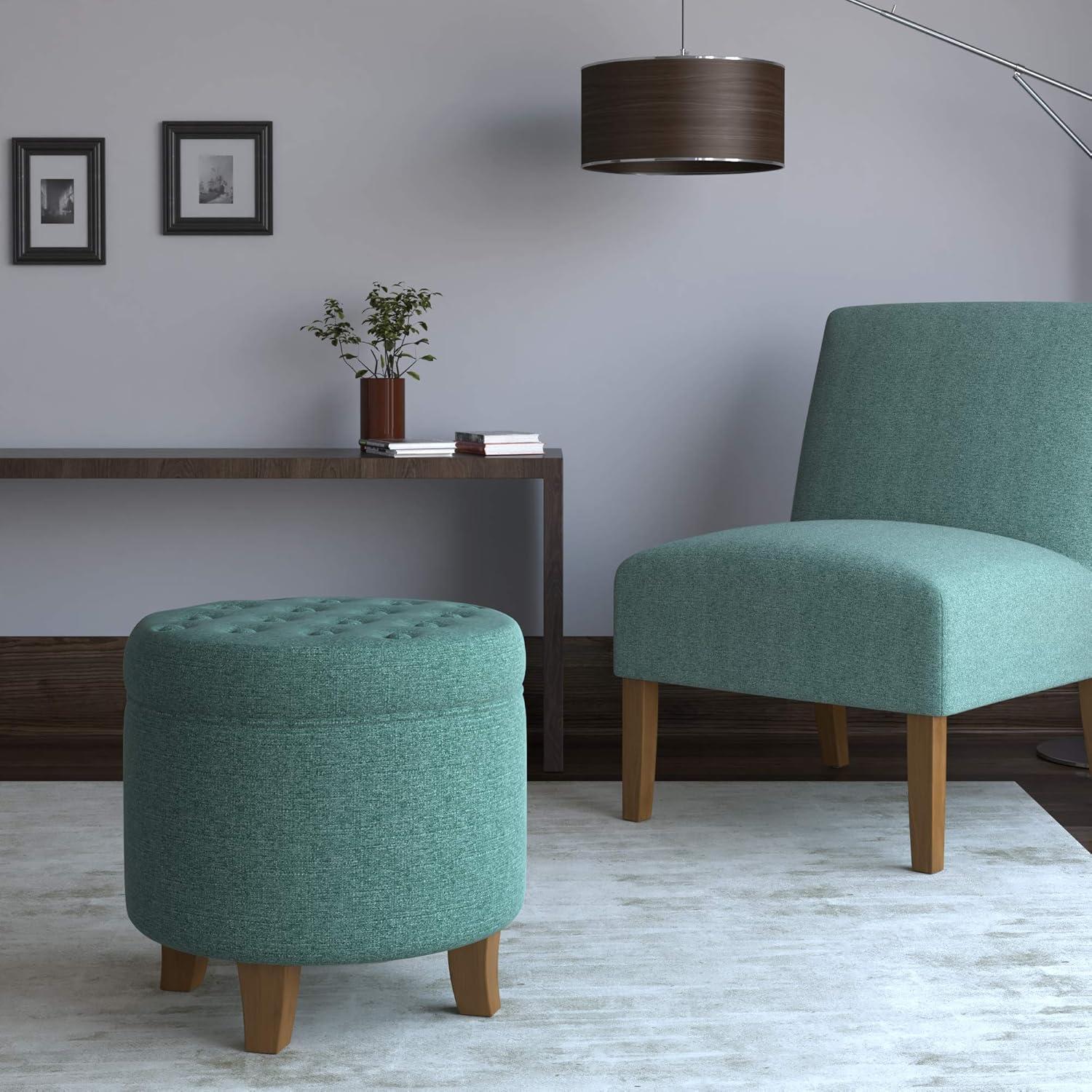 imageHomepop Home Decor Upholstered Round Velvet Tufted Foot Rest Ottoman Ottoman with Storage for Living Room amp Bedroom Decorative Home Furniture Burgundy SmallTeal Woven