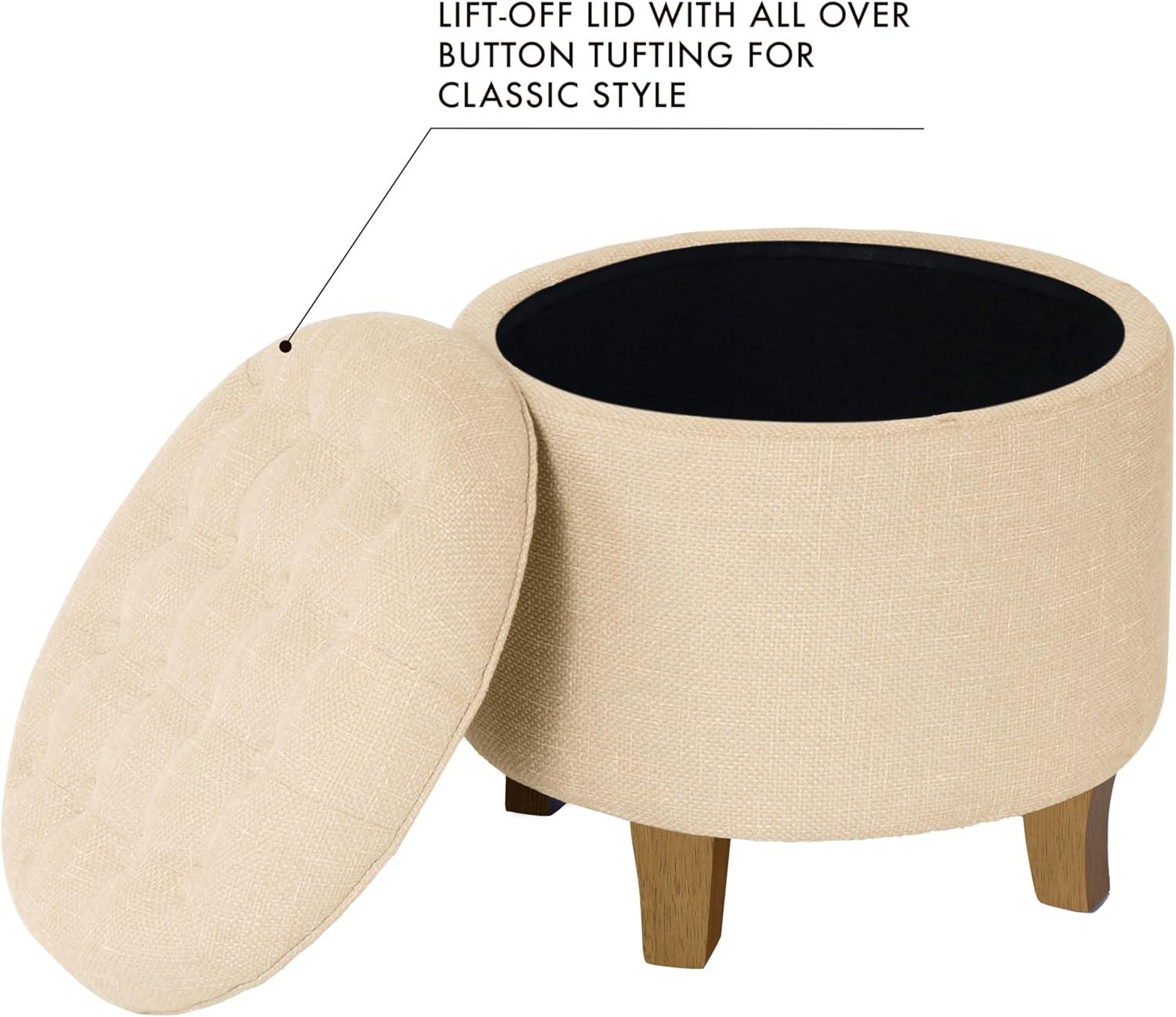imageHomepop Home Decor Upholstered Round Velvet Tufted Foot Rest Ottoman Ottoman with Storage for Living Room amp Bedroom Decorative Home Furniture Burgundy SmallLight Tan Textured Solid