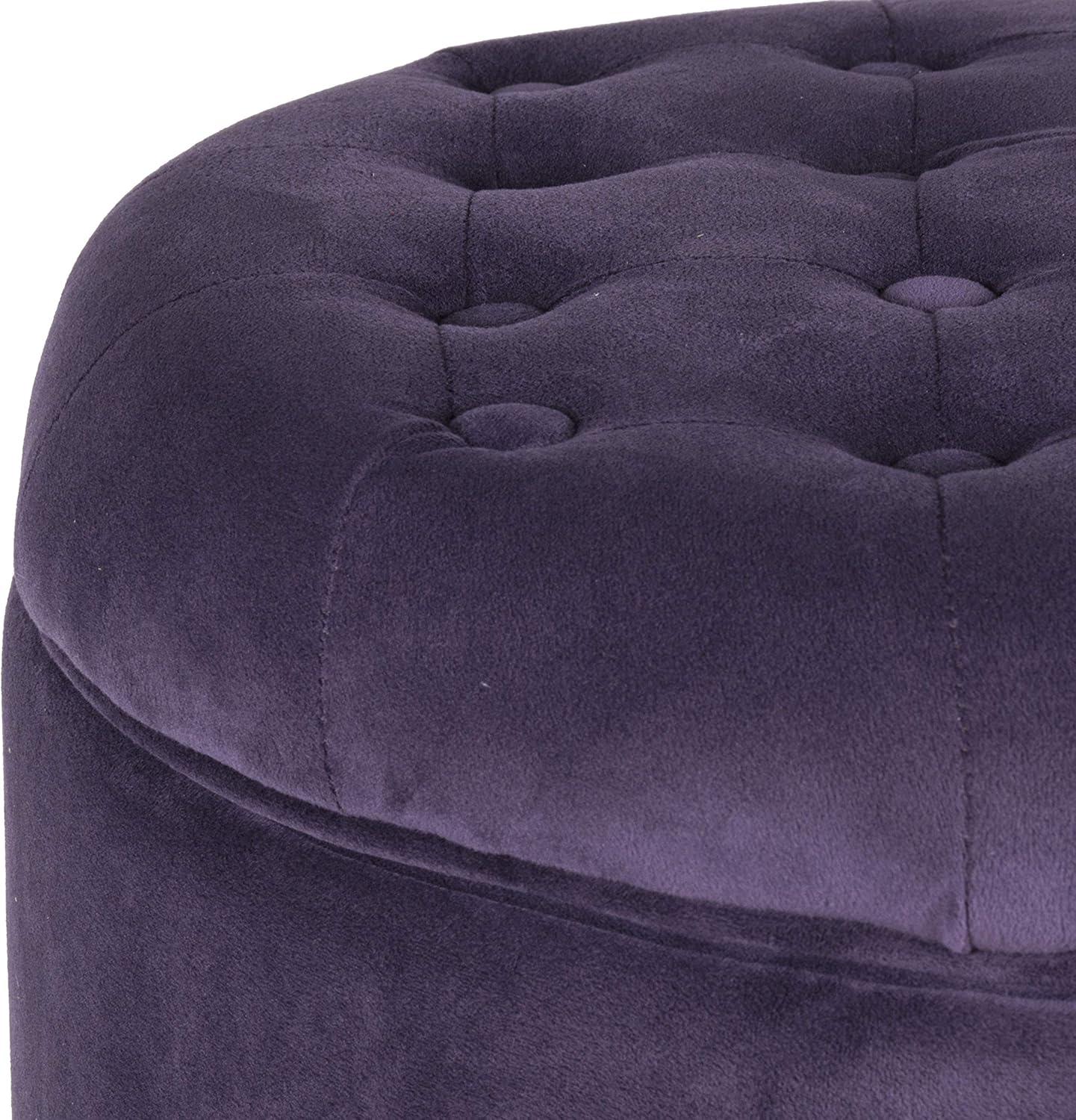 imageHomepop Home Decor Upholstered Round Velvet Tufted Foot Rest Ottoman Ottoman with Storage for Living Room amp Bedroom Decorative Home Furniture Burgundy SmallPurple