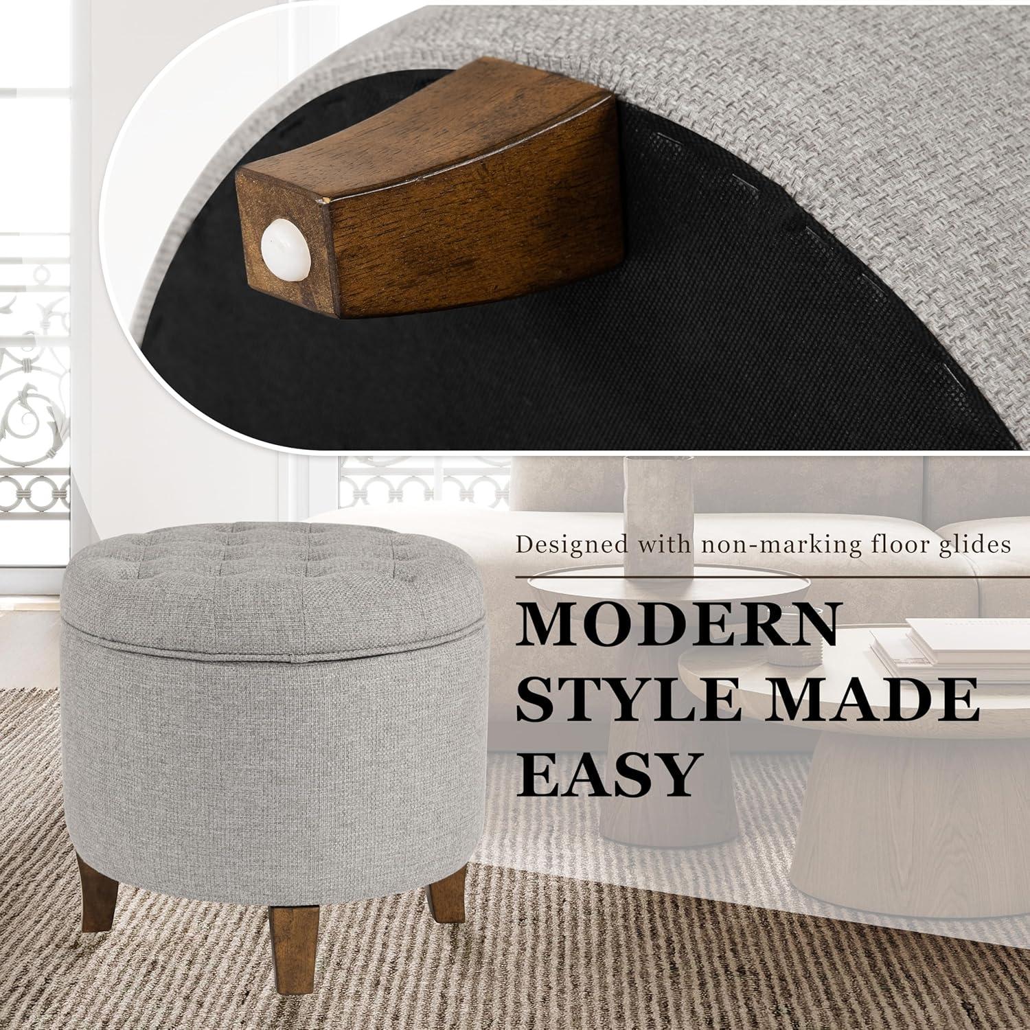 imageHomepop Home Decor Upholstered Round Velvet Tufted Foot Rest Ottoman Ottoman with Storage for Living Room amp Bedroom Decorative Home Furniture Burgundy SmallGray Fabric
