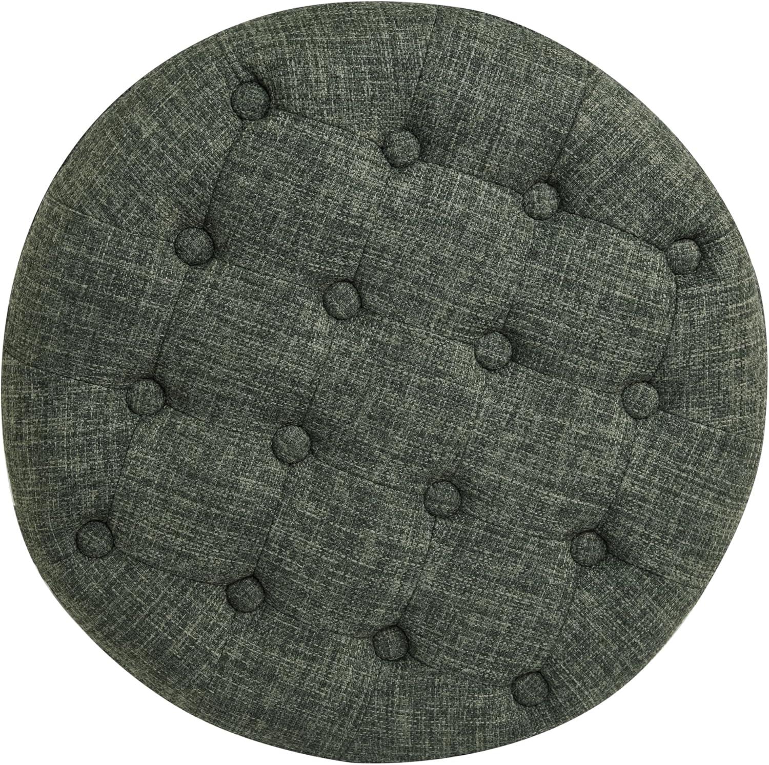 imageHomepop Home Decor Upholstered Round Velvet Tufted Foot Rest Ottoman Ottoman with Storage for Living Room amp Bedroom Decorative Home Furniture Burgundy SmallGreen Clover Fabric