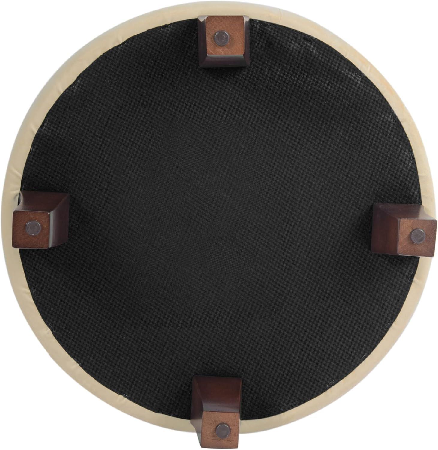 imageHomepop Home Decor Upholstered Round Velvet Tufted Foot Rest Ottoman Ottoman with Storage for Living Room amp Bedroom Decorative Home Furniture Burgundy SmallCream
