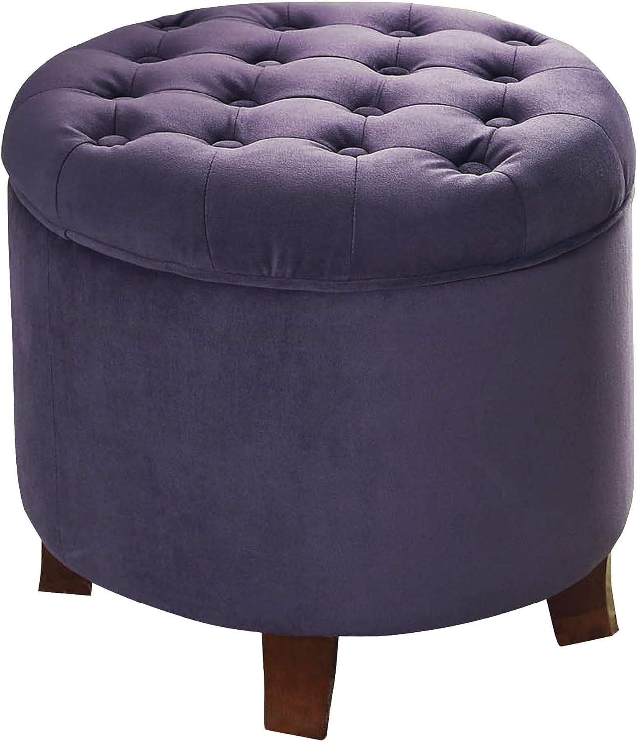 imageHomepop Home Decor Upholstered Round Velvet Tufted Foot Rest Ottoman Ottoman with Storage for Living Room amp Bedroom Decorative Home Furniture Burgundy SmallPurple