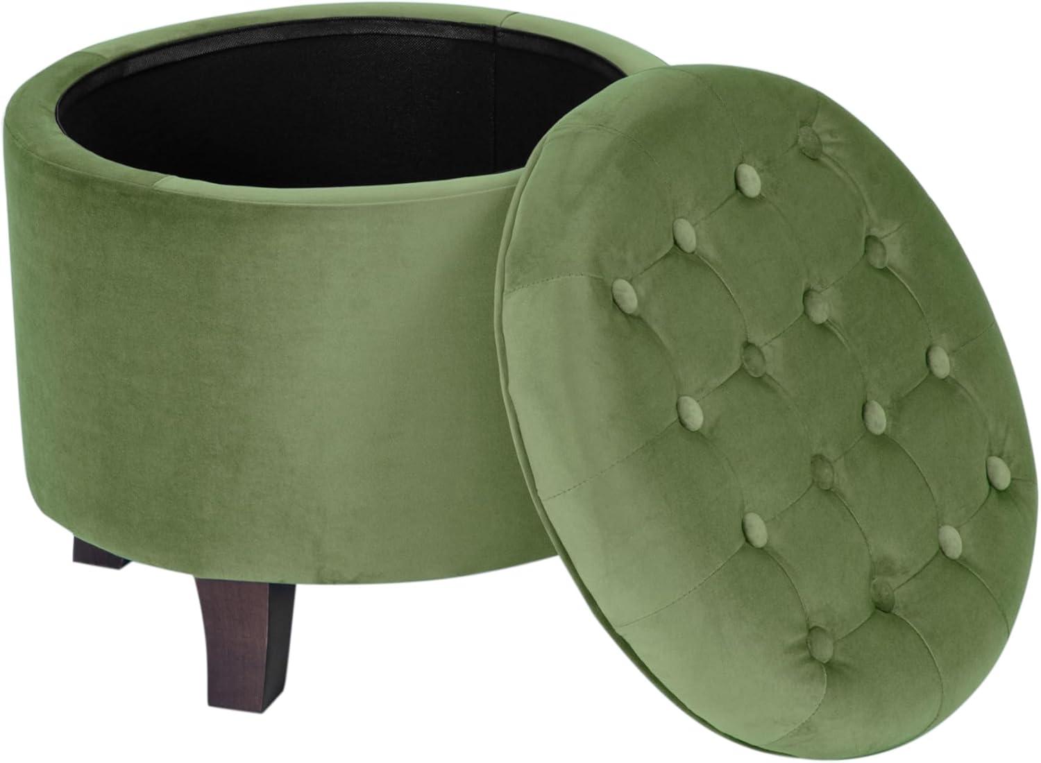 imageHomepop Home Decor Upholstered Round Velvet Tufted Foot Rest Ottoman Ottoman with Storage for Living Room amp Bedroom Decorative Home Furniture Burgundy SmallGreen