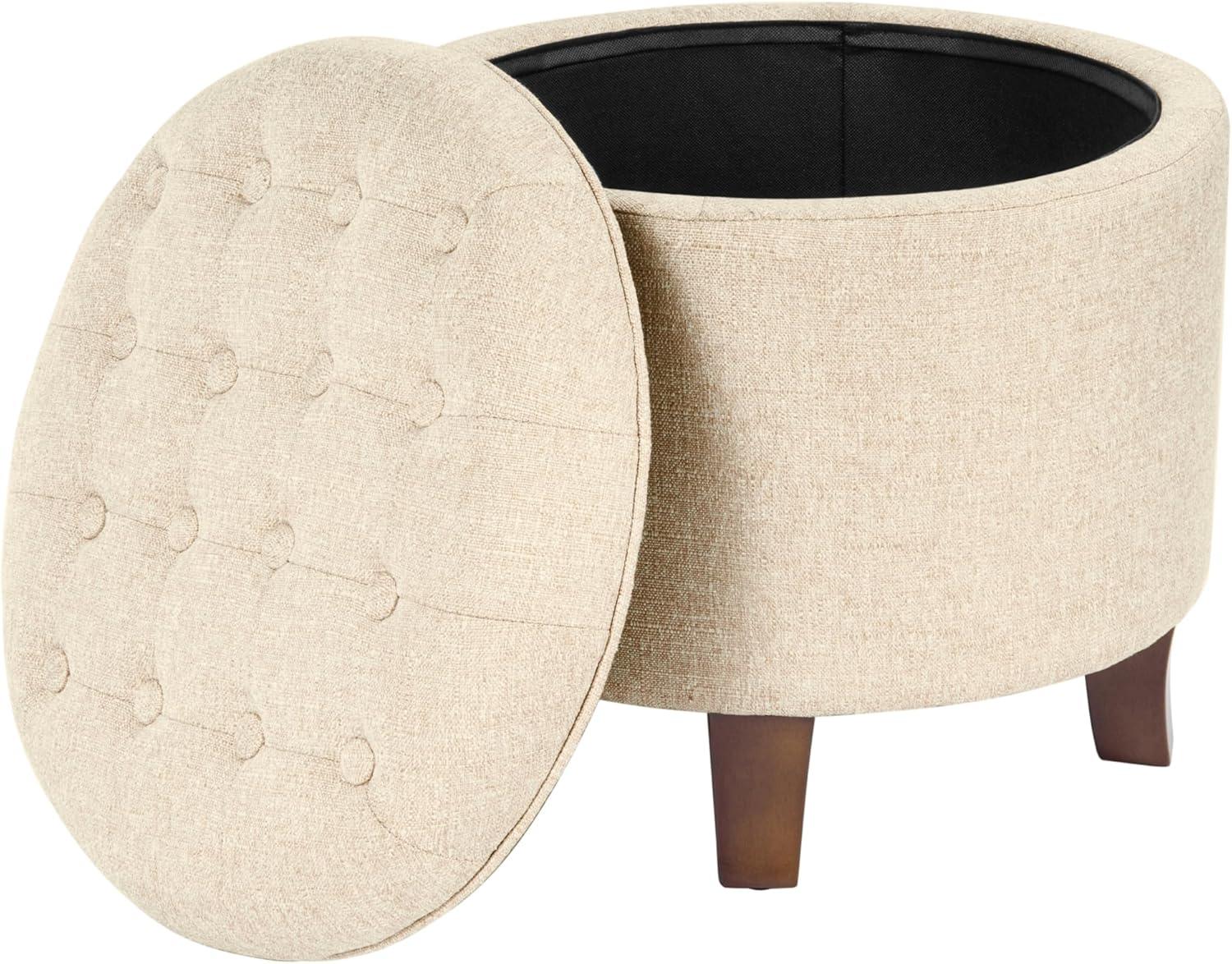 imageHomepop Home Decor Upholstered Round Velvet Tufted Foot Rest Ottoman Ottoman with Storage for Living Room amp Bedroom Decorative Home Furniture Burgundy SmallLight Brown
