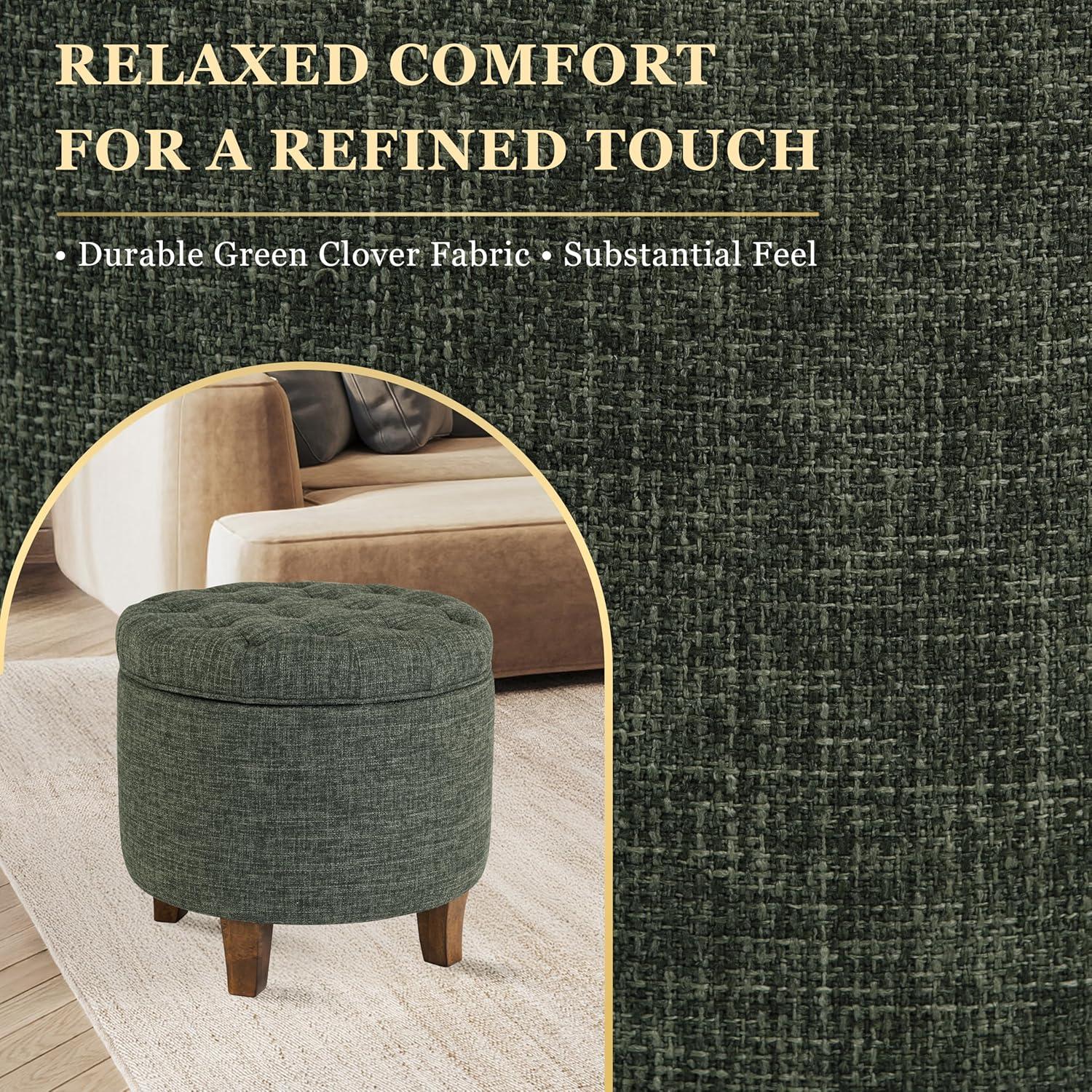 imageHomepop Home Decor Upholstered Round Velvet Tufted Foot Rest Ottoman Ottoman with Storage for Living Room amp Bedroom Decorative Home Furniture Burgundy SmallGreen Clover Fabric