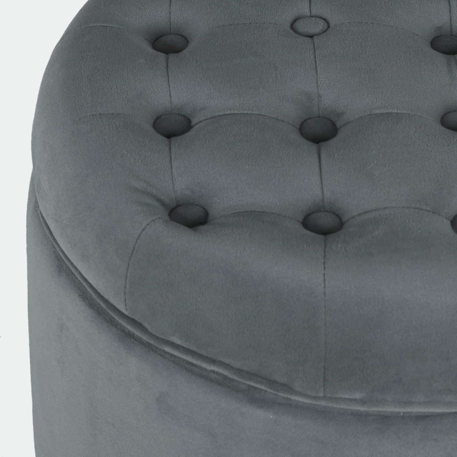 imageHomepop Home Decor Upholstered Round Velvet Tufted Foot Rest Ottoman Ottoman with Storage for Living Room amp Bedroom Decorative Home Furniture Burgundy SmallDark Gray