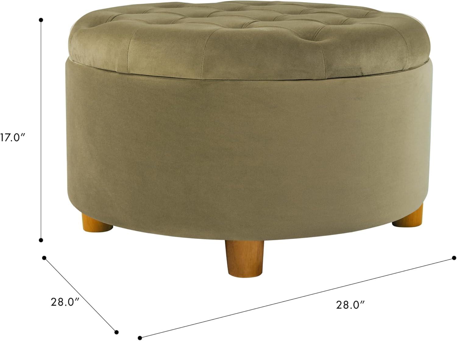 imageHomepop Home Decor N8264F1044 Large Button Tufted Woven Round Storage Ottoman Ottoman with Storage for Living Room amp Bedroom Traditional PaisleyLight Sage Green Velvet