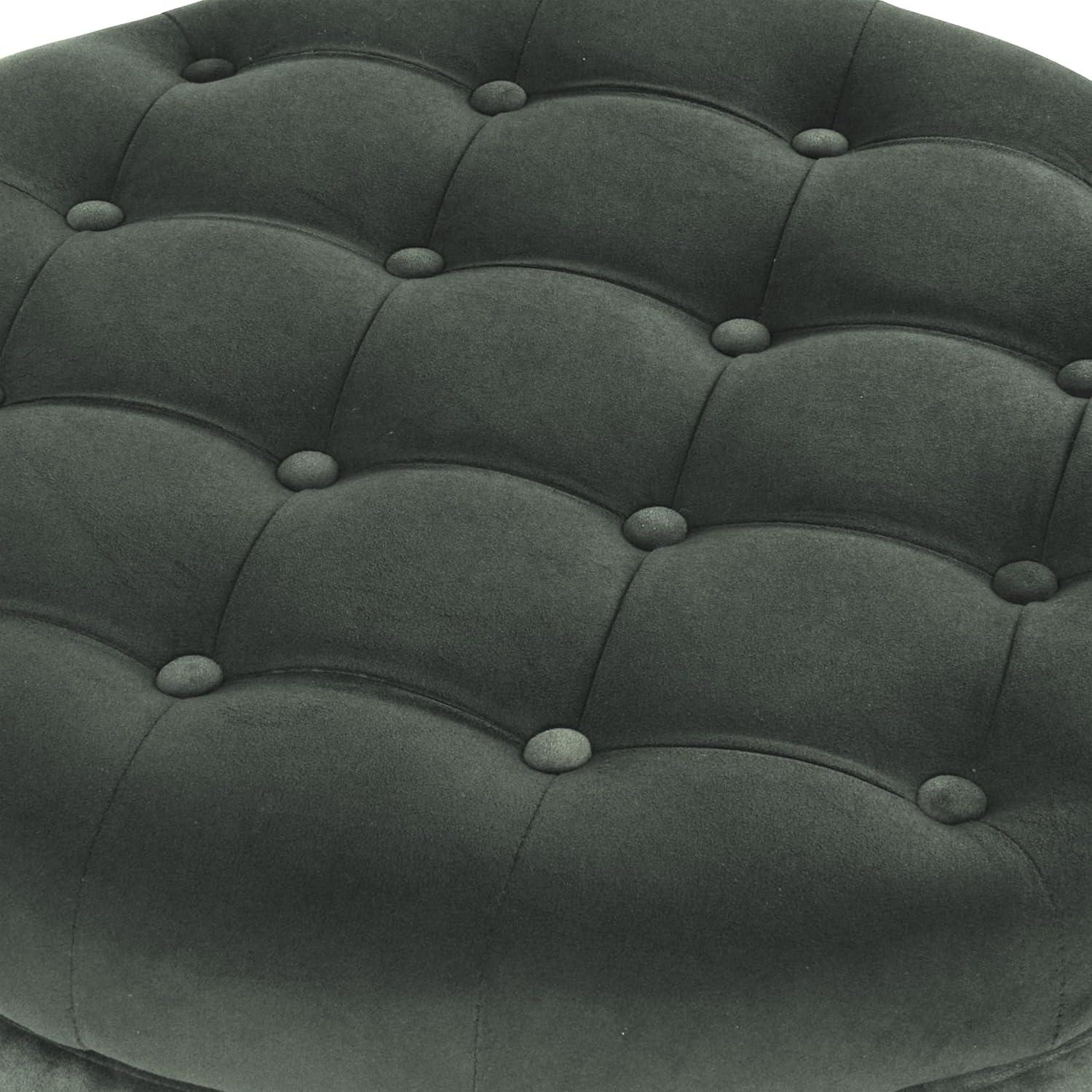 imageHomepop Home Decor N8264F1044 Large Button Tufted Woven Round Storage Ottoman Ottoman with Storage for Living Room amp Bedroom Traditional PaisleyLoden Green Velvet