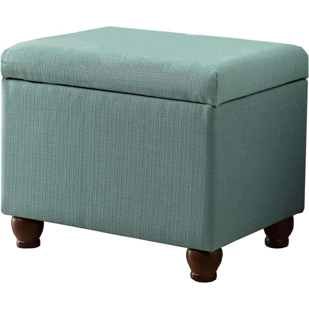 imageHomePop  Dinah 24 Storage Ottoman Loden Green VelvetAqua Linen