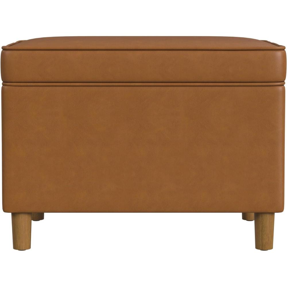 imageHomePop Dinah 24 Storage Ottoman Loden Green VelvetCarmel Faux Leather