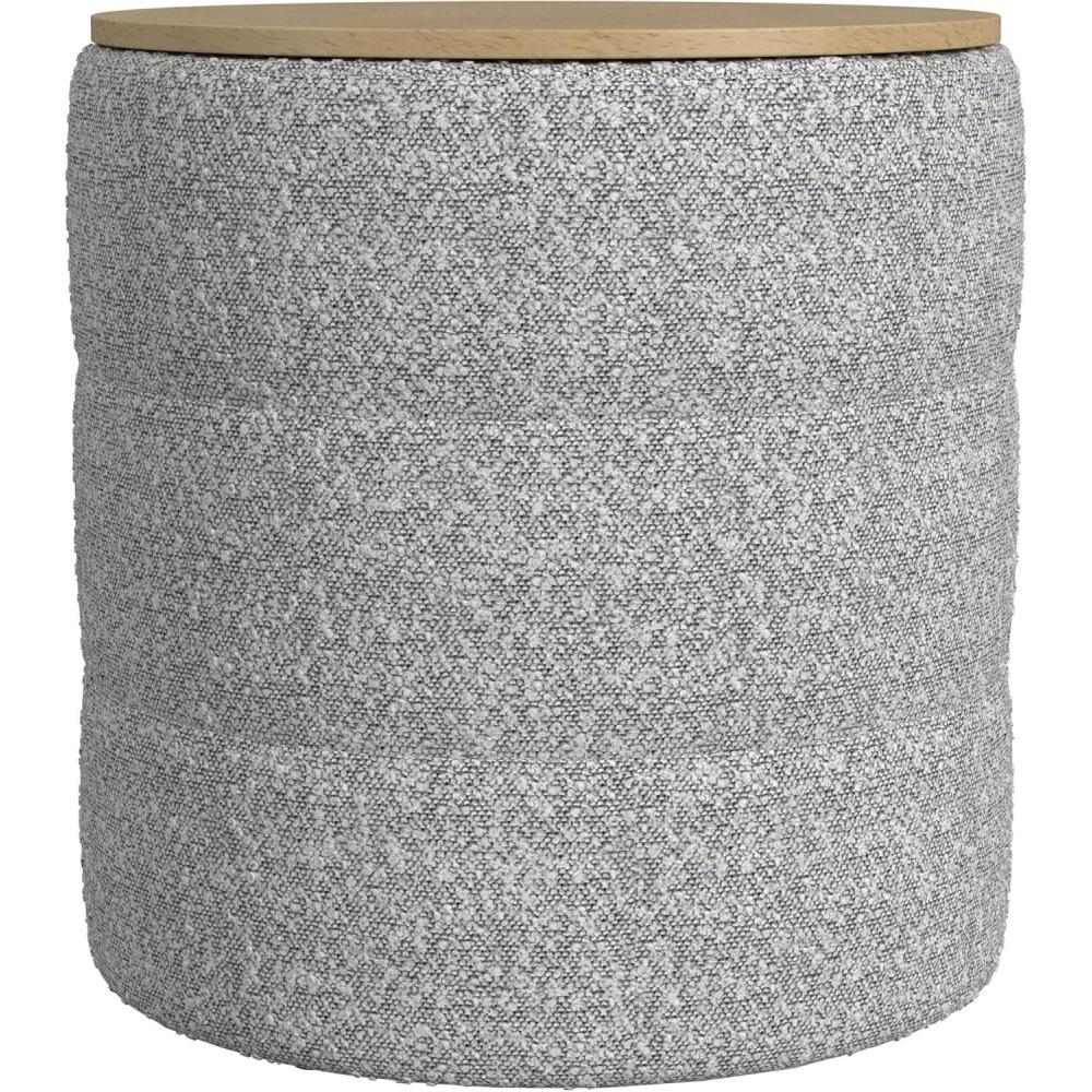 imageHomePop Channel Storage Ottoman with Wood Top  Brown BoucleCream Boucle With Gray Yarns