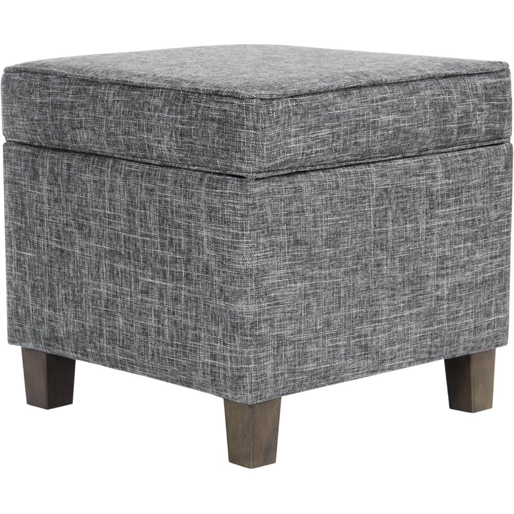 imageHomePop Home Decor  K7342A873  Classic Square Storage Ottoman with Lift Off Lid  Ottoman with Storage for Living Room amp Bedroom Light Grey Print LargeSlate Grey