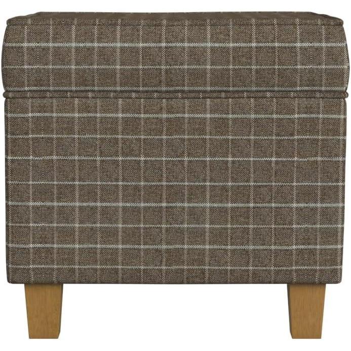 imageHomePop Home Decor K7342F2262 Classic Square Storage Ottoman with Lift Off Lid Ottoman with Storage for Living Room amp Bedroom Black Plaid LargeBrown Window Pane Fabric