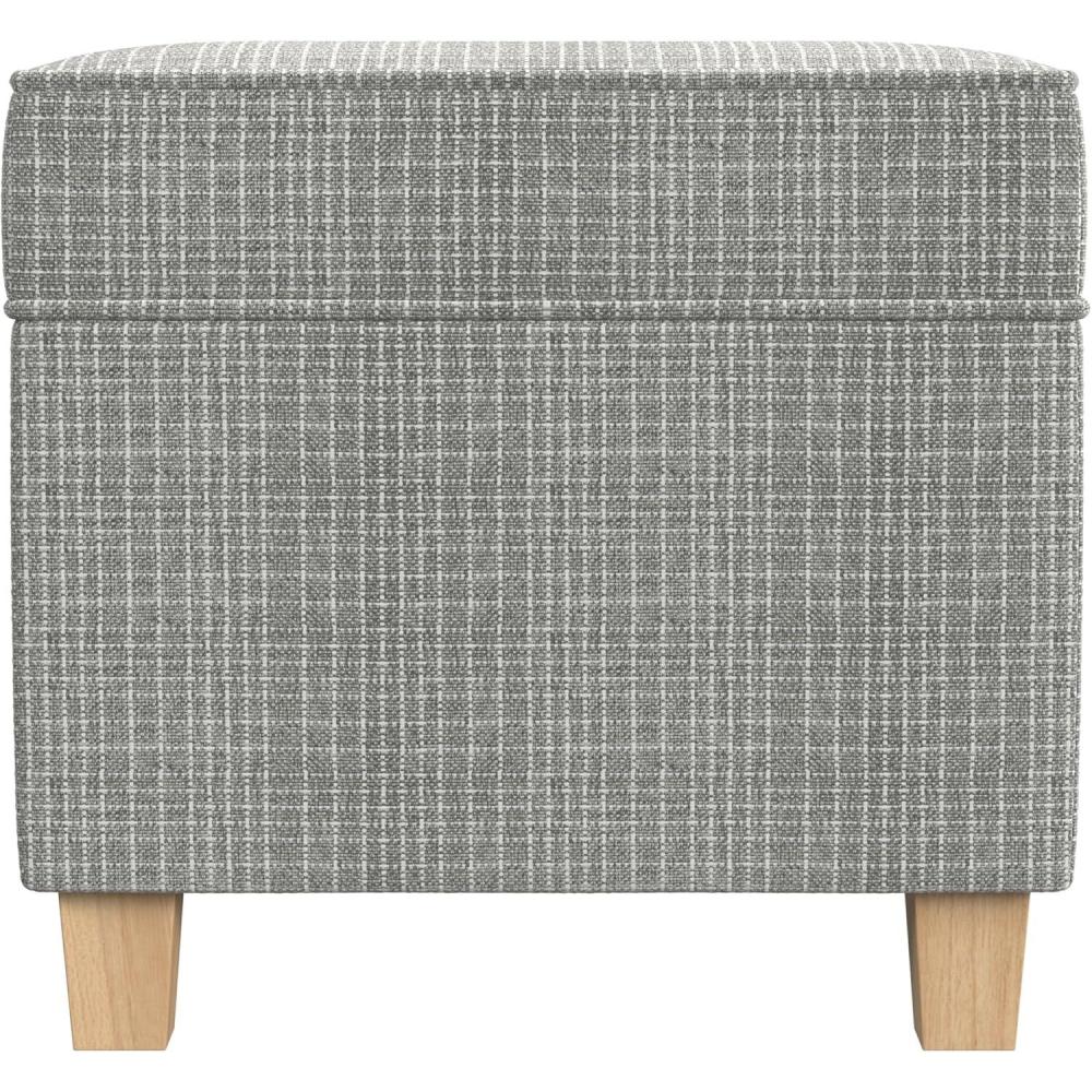 imageHomePop Home Decor  K7342F2262 Classic Square Storage Ottoman with Lift Off Lid  Ottoman with Storage for Living Room amp Bedroom Black Plaid LargeSage Mini Grid Pattern