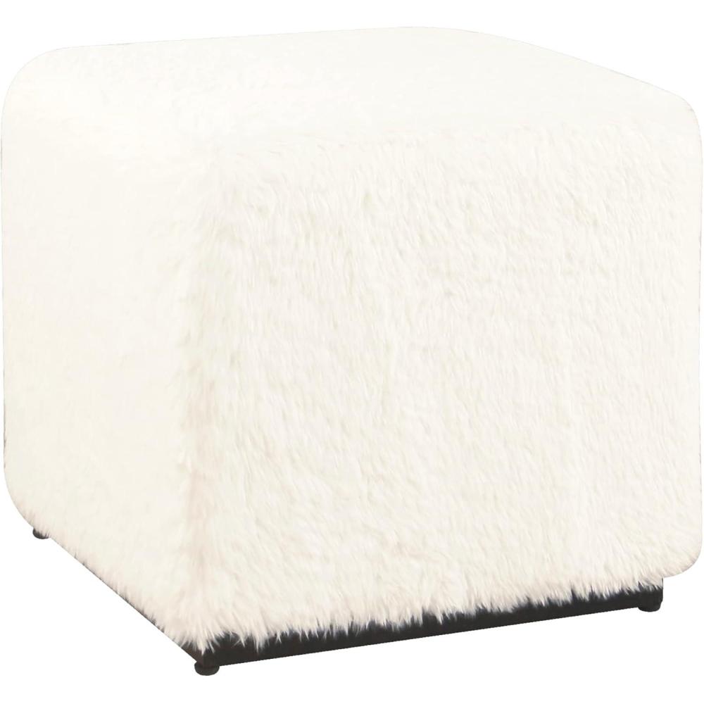 imageHomePop Home Decor K7342F2262 Classic Square Storage Ottoman with Lift Off Lid Ottoman with Storage for Living Room amp Bedroom Black Plaid LargeWhite Faux Fur