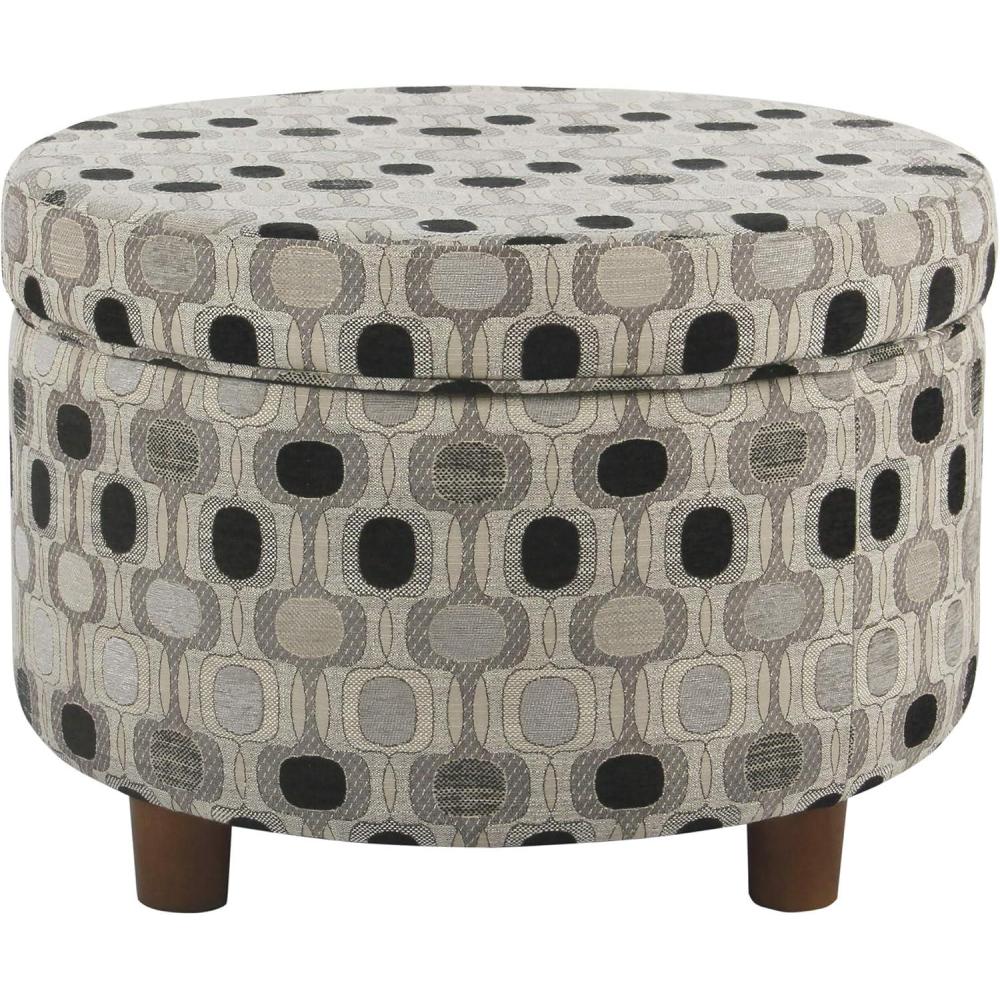 imageHomePop Large Velvet Storage Ottoman  NavyBlack Geometric
