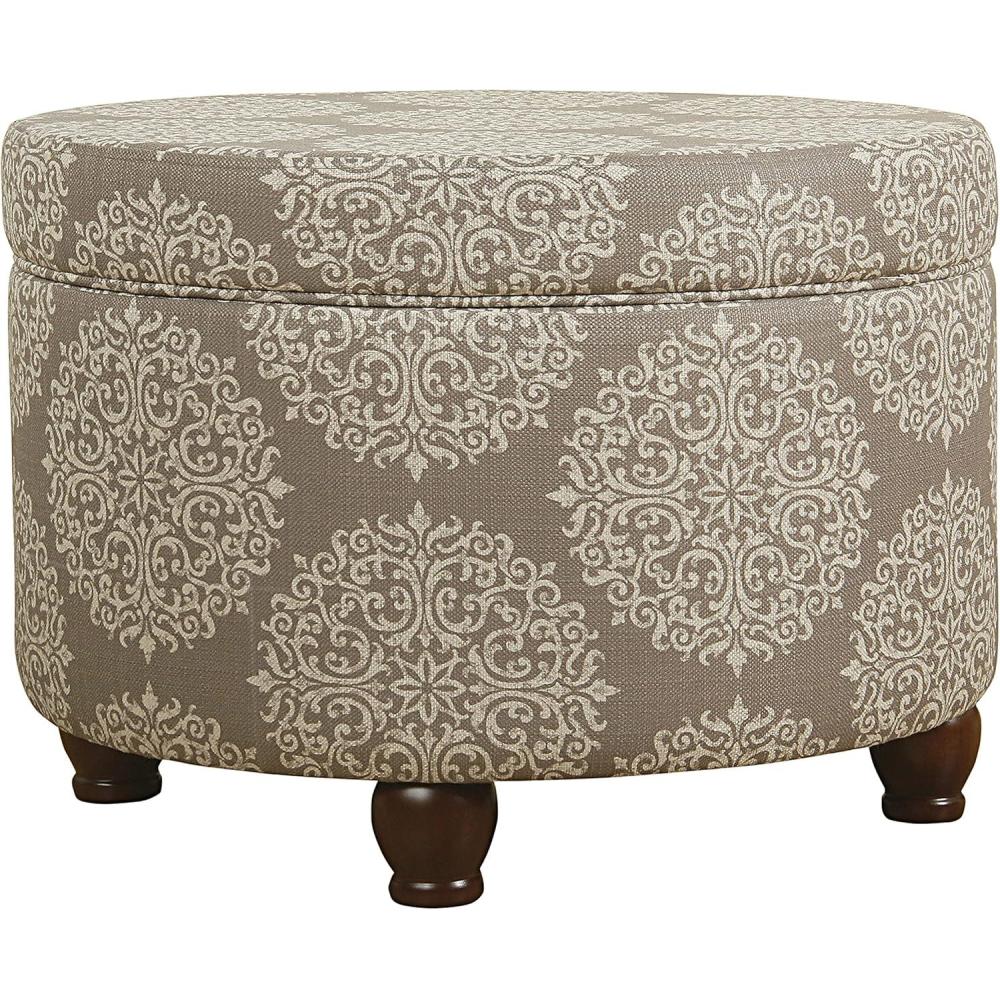 imageHomePop Large Velvet Storage Ottoman NavyBrown Medallion