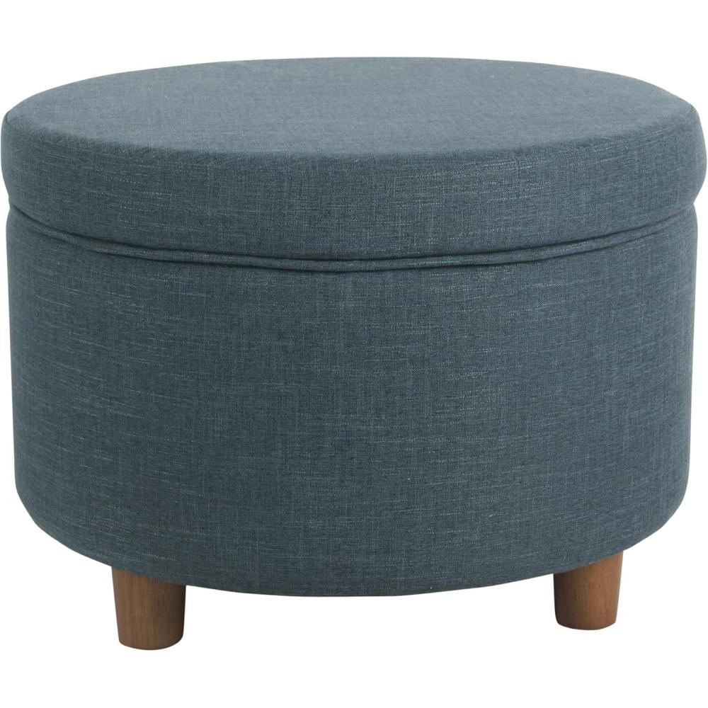 imageHomePop Large Velvet Storage Ottoman  NavyTeal Linen