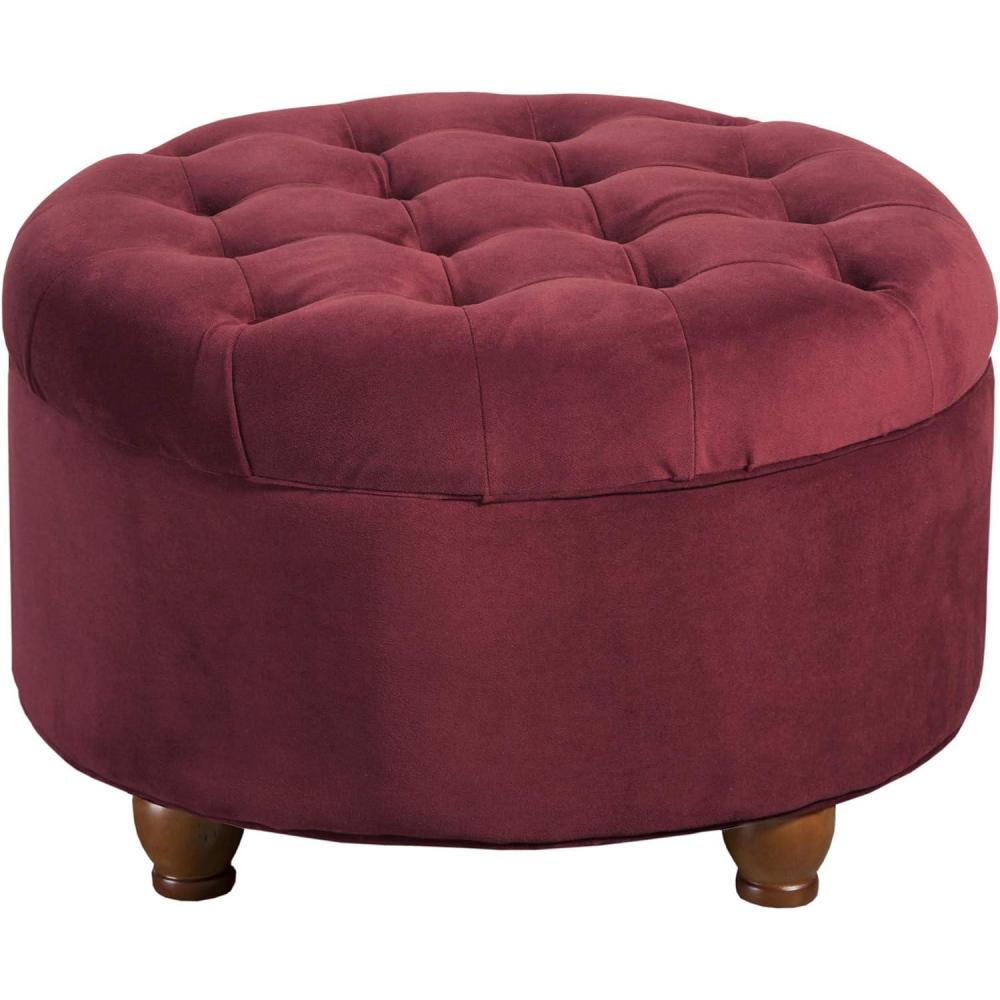 imageHomepop Home Decor  Button Tufted Velvet Round Storage Ottoman  Ottoman with Storage for Living Room amp Bedroom Chocolate Brown VelvetBerry