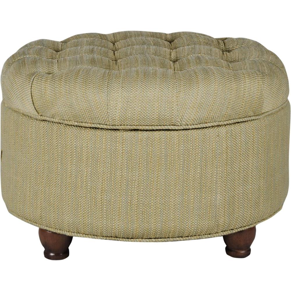 imageHomepop Home Decor Button Tufted Velvet Round Storage Ottoman Ottoman with Storage for Living Room amp Bedroom Chocolate Brown VelvetTan and Cream Tweed