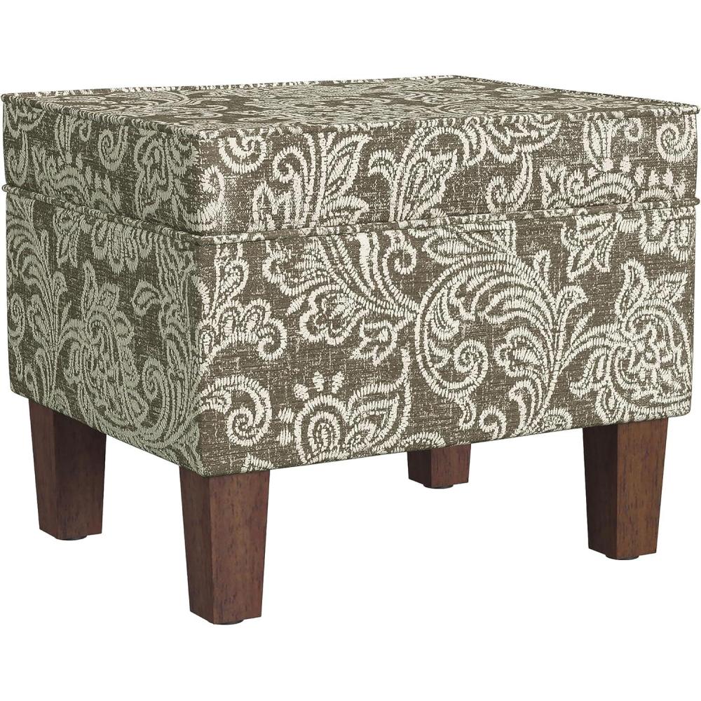 imageHomepop Home Decor Upholstered MediumRectangular Storage Ottoman Hinged Lid Ottoman with Storage for Living Room amp Bedroom Tan LinenBrown Jacobean Print