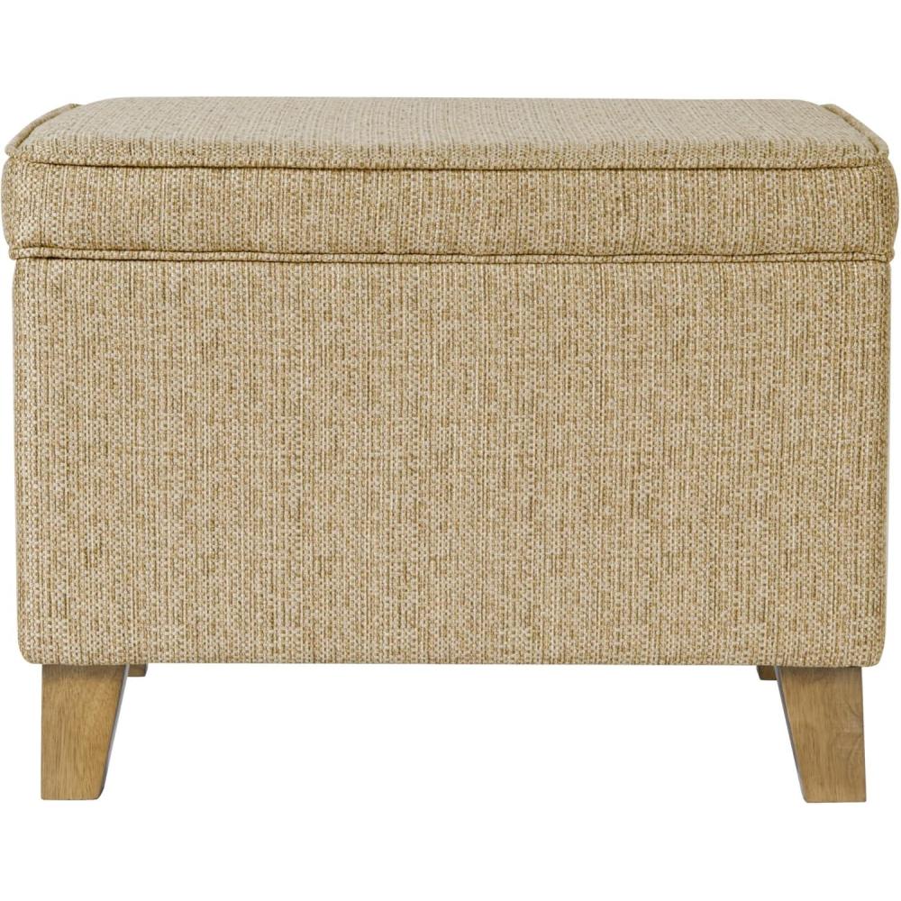 imageHomepop Home Decor Upholstered MediumRectangular Storage Ottoman Hinged Lid Ottoman with Storage for Living Room amp Bedroom Tan LinenCream Woven