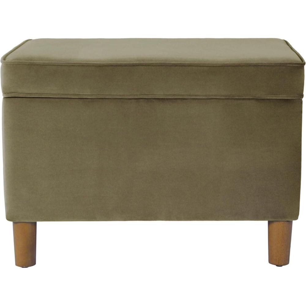 imageHomepop Home Decor Upholstered MediumRectangular Storage Ottoman Hinged Lid Ottoman with Storage for Living Room amp Bedroom Tan LinenLight Sage Green Velvet