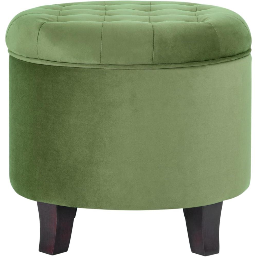 imageHomepop Home Decor Upholstered Round Velvet Tufted Foot Rest Ottoman Ottoman with Storage for Living Room amp Bedroom Decorative Home Furniture Burgundy SmallGreen