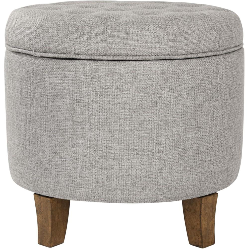 imageHomepop Home Decor Upholstered Round Velvet Tufted Foot Rest Ottoman Ottoman with Storage for Living Room amp Bedroom Decorative Home Furniture Burgundy SmallGray Fabric