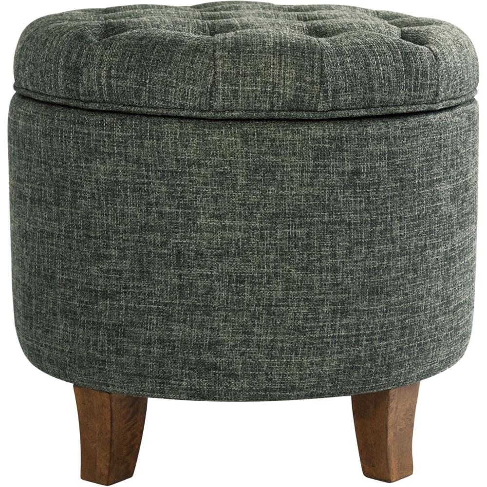 imageHomepop Home Decor Upholstered Round Velvet Tufted Foot Rest Ottoman Ottoman with Storage for Living Room amp Bedroom Decorative Home Furniture Burgundy SmallGreen Clover Fabric