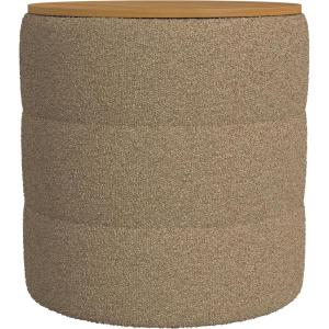 HomePop Channel Storage Ottoman with Wood Top – Brown Boucle(Brown Boucle)