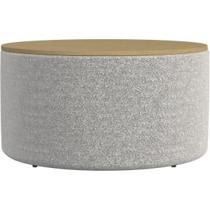 HomePop Channel Storage Ottoman with Wood Top – Brown Boucle(Gray Yarn)