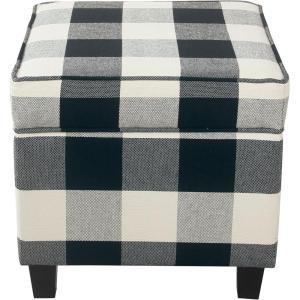 HomePop Home Decor | K7342-A873 | Classic Square Storage Ottoman with Lift Off Lid | Ottoman with Storage for Living Room & Bedroom, Light Grey Print, Large(Black)