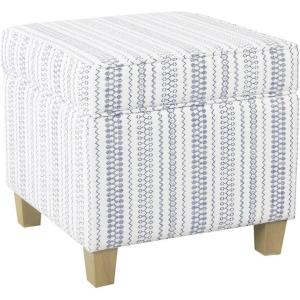 HomePop Home Decor | K7342-F2262| Classic Square Storage Ottoman with Lift Off Lid | Ottoman with Storage for Living Room & Bedroom, Black Plaid Large(Blue)