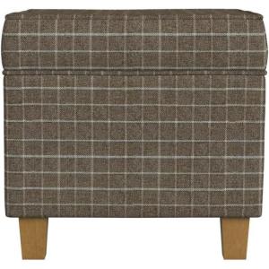 HomePop Home Decor | K7342-F2262| Classic Square Storage Ottoman with Lift Off Lid | Ottoman with Storage for Living Room & Bedroom, Black Plaid Large(Brown Window Pane Fabric)